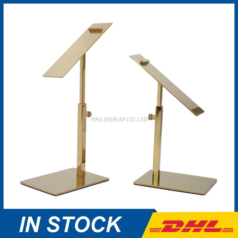 Metal Polished Gold Shoe Display Stand